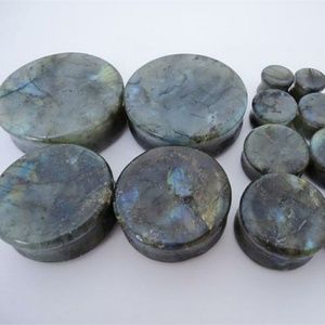 Tigers Eye and Labradorite Stone Plugs, combo deal